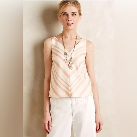 Anthropologie HD in Paris Cream Pink Top (Size US6) - Picture 5 of 15